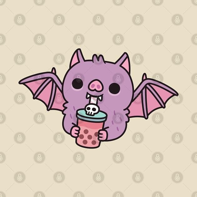 TeePublic: Cute Vampire Bat Drinking Bubble Tea