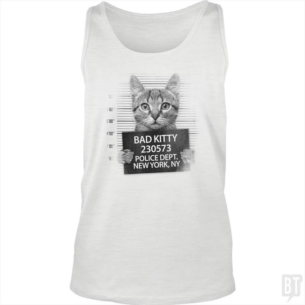 BustedTees: Funny Cute Bad Kitty Cat Tank Top