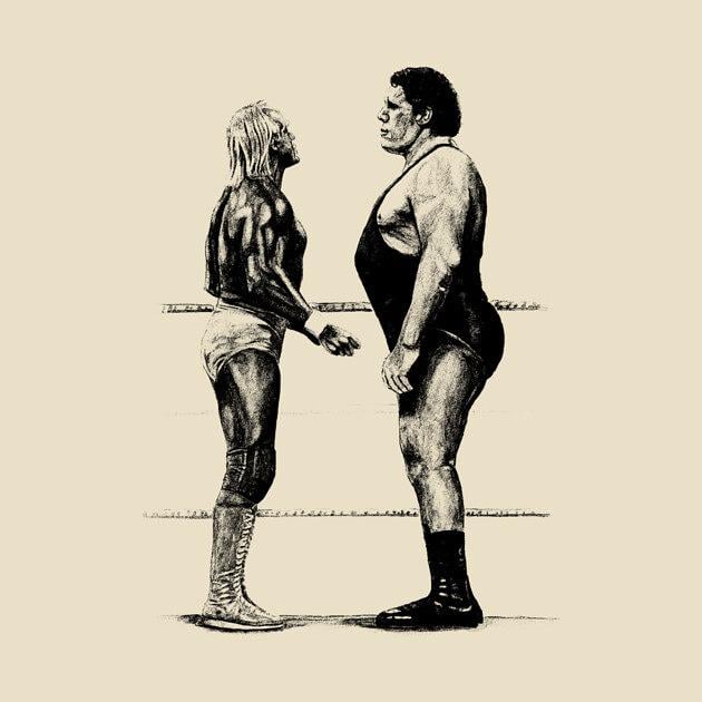 TeePublic: Anre the Giant vs Hulk Hogan - PENCILBLACK