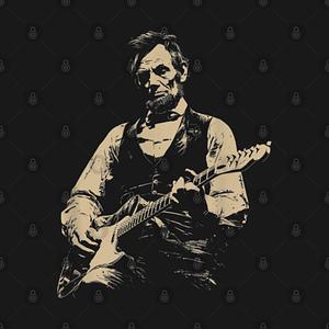 Graphic for President Abraham Lincoln Abe Lincoln Playing Guitar Retro Vintage