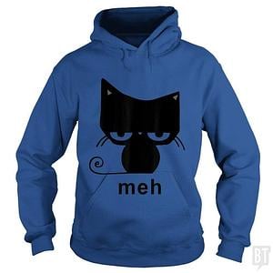 Graphic for Meh Black Cat Funny Hoodie