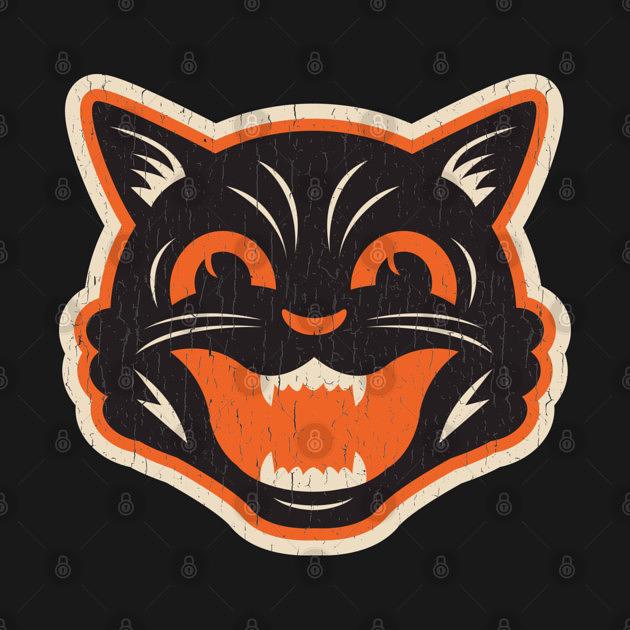 TeePublic: Vintage Halloween Black Cat - Distressed