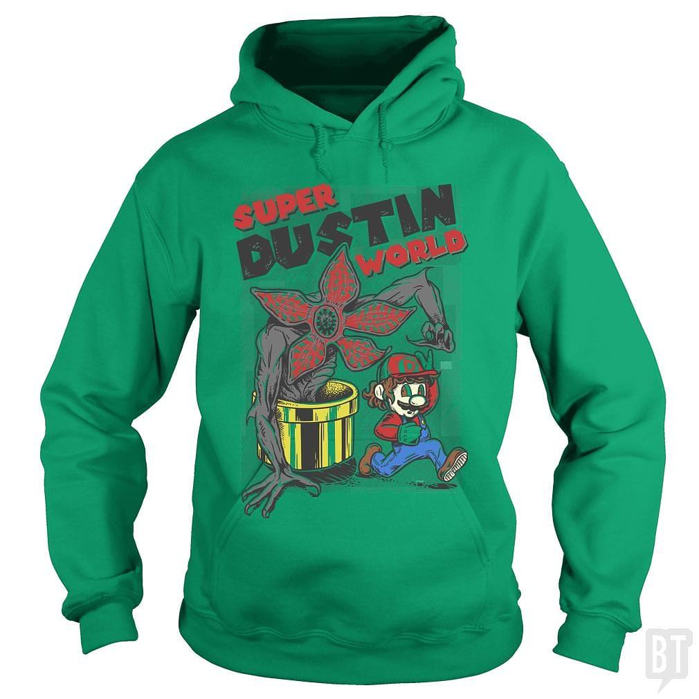 BustedTees: Super Dustin World Hoodie