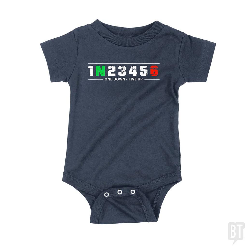 BustedTees: Motorcycle Shift Baby One-Piece