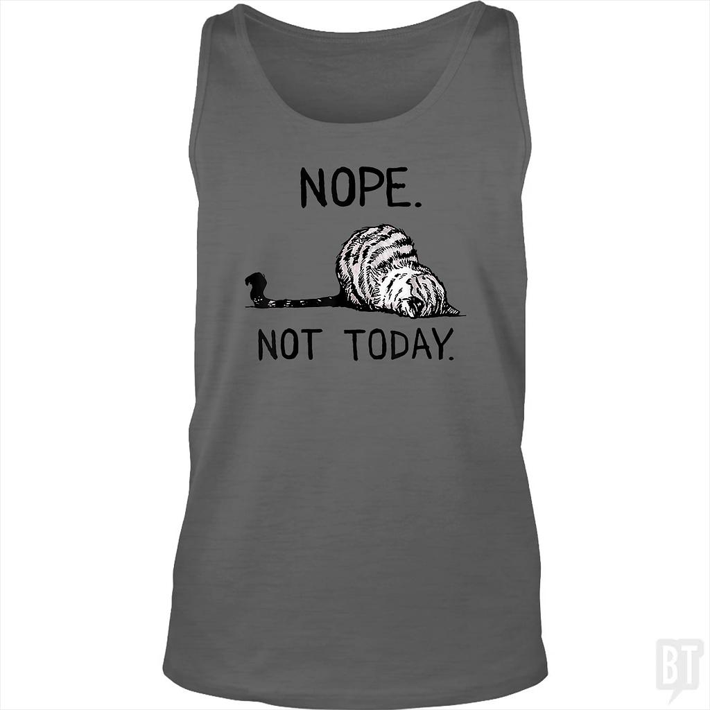 BustedTees: Nope Not Today Cat Tank Top