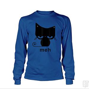 Graphic for Meh Black Cat Funny  Long Sleeve