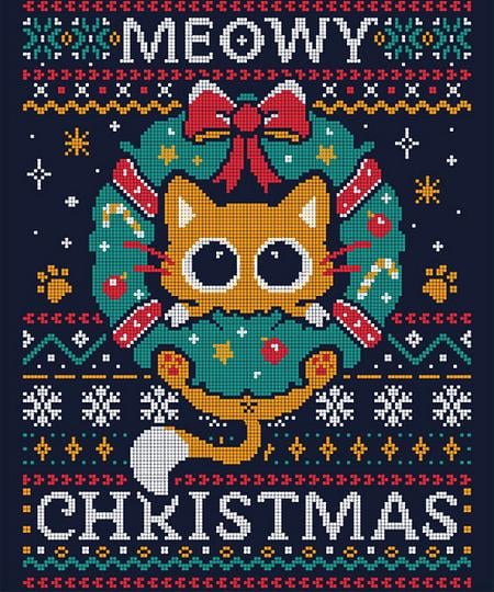 Qwertee: Meowy Christmas Cat
