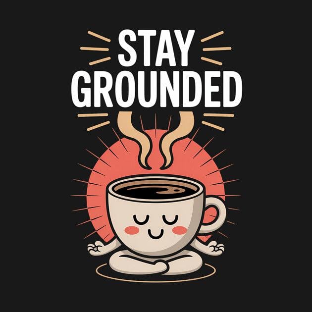 TeePublic: Stay Grounded Funny Coffee Meditation Pun Lotus Pose Yoga